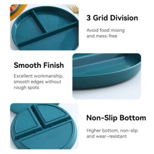 Maiyuansu Divided Trays For Adults Weight Loss, Reusable Portion Control Dinner Plate with 3 Compartments, Divided Diet Plastic Compartment Plate Dishwasher & Microwave Safe(Green)