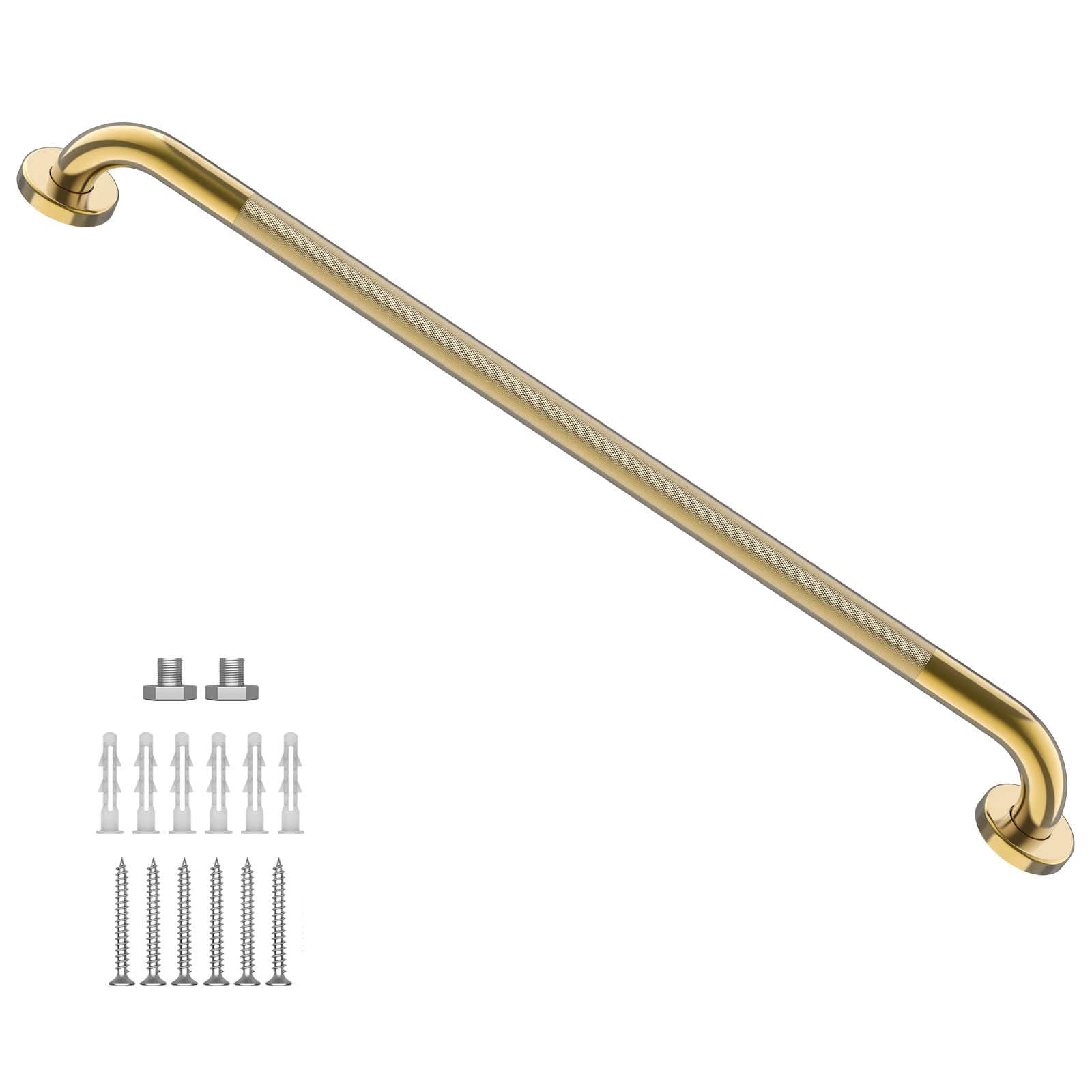 Brushed Nickel Shower Grab Bar w/Anti-Slip Knurled Grip 36 Inch, Zepolu Stainless Steel Bathroom Grab Bars, Safety Bar Balanced Handrail, Handicap Injury Elderly Senior Assist Support Shower Handle