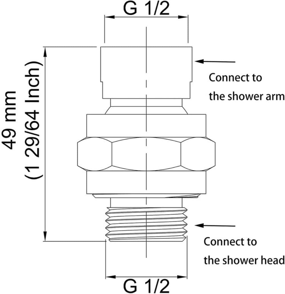 Shower Connector Ball Joint Shower Head Swivel Ball Adapter Brass Adjustable Shower Arm Extension Universal Component Polish Chrome