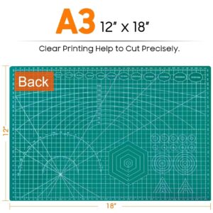 2 Pack Self Healing Sewing Mat, JIARON 12'' x 18'' Cutting Mats for Crafts, Double Sided 5 Layers Craft Cutting Mat for Sewing, Crafts, Scrapbooking Mat.
