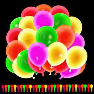 rubfac neon balloons, glow in the dark party supplies, 160pcs, 12 inches, 5 colors, glow balloons, fluorescent latex neon balloons, birthday, wedding supplies