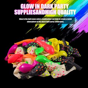 RUBFAC 120 Pieces Neon Balloons, 12” Glow in The Dark Balloons UV Polka Dot Glow Balloons, Blacklight Luminous Helium Latex Balloon for Birthday, Wedding, Neon Party, Glow Party Decorations Supplies