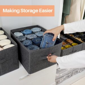 EASEVE 2Pcs Closet Organizers and Storage Bins for Clothes - 12 Cell Drawers Organizer Grid Storage Box for Jeans Pants Sweater Towel T-shirts, Wardrobe Shelf Dividers Closets Organization