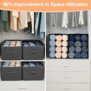 EASEVE 2Pcs Closet Organizers and Storage Bins for Clothes - 12 Cell Drawers Organizer Grid Storage Box for Jeans Pants Sweater Towel T-shirts, Wardrobe Shelf Dividers Closets Organization