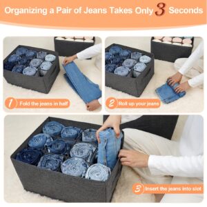 EASEVE 2Pcs Closet Organizers and Storage Bins for Clothes - 12 Cell Drawers Organizer Grid Storage Box for Jeans Pants Sweater Towel T-shirts, Wardrobe Shelf Dividers Closets Organization