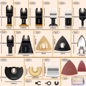 CONNOO 86 Pack Oscillating Saw Blades with Case, Arc Edge Multitool Blades, Oscillating Tool Blade, Bi-Metal for Wood/Metal/Plastic Kits Fit Dewalt Milwaukee Ryobi