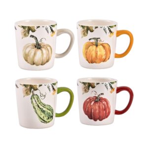 bico pumpkin feast ceramic mugs, set of 4, for coffee, tea, drinks, microwave & dishwasher safe