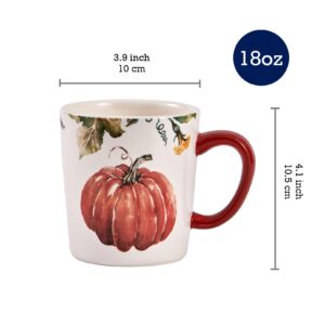 Bico Pumpkin Feast Ceramic Mugs, Set of 4, for Coffee, Tea, Drinks, Microwave & Dishwasher Safe