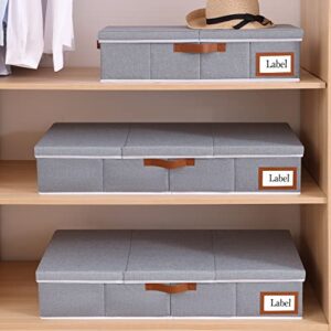 Yawinhe Under Bed Storage With Lids, Foldable Underbed Storage Box with Handles, Under Bed Storage Organizer Bins for Clothes, Blankets, Pillows, 31.5''Lx15.7''Wx6''H, 2-pack, Grey