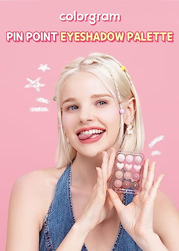 COLORGRAM Pin Point Eyeshadow Palette 02 Pink+Mauve= | Eyeshadow Palette for Daily makeup, Ultra-Blendable, Matte, Glitter, Shimmer Shades