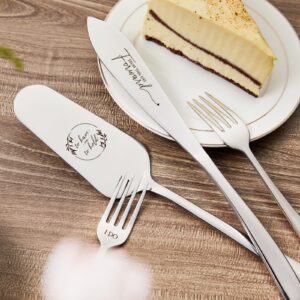 AW BRIDAL ME Too and I Do Wedding Cake Knife and Server Set with Forks, Engraved Cake Cutting Set Pie Dessert Servers Gifts for Wedding Anniversary Bridal Shower Engagement