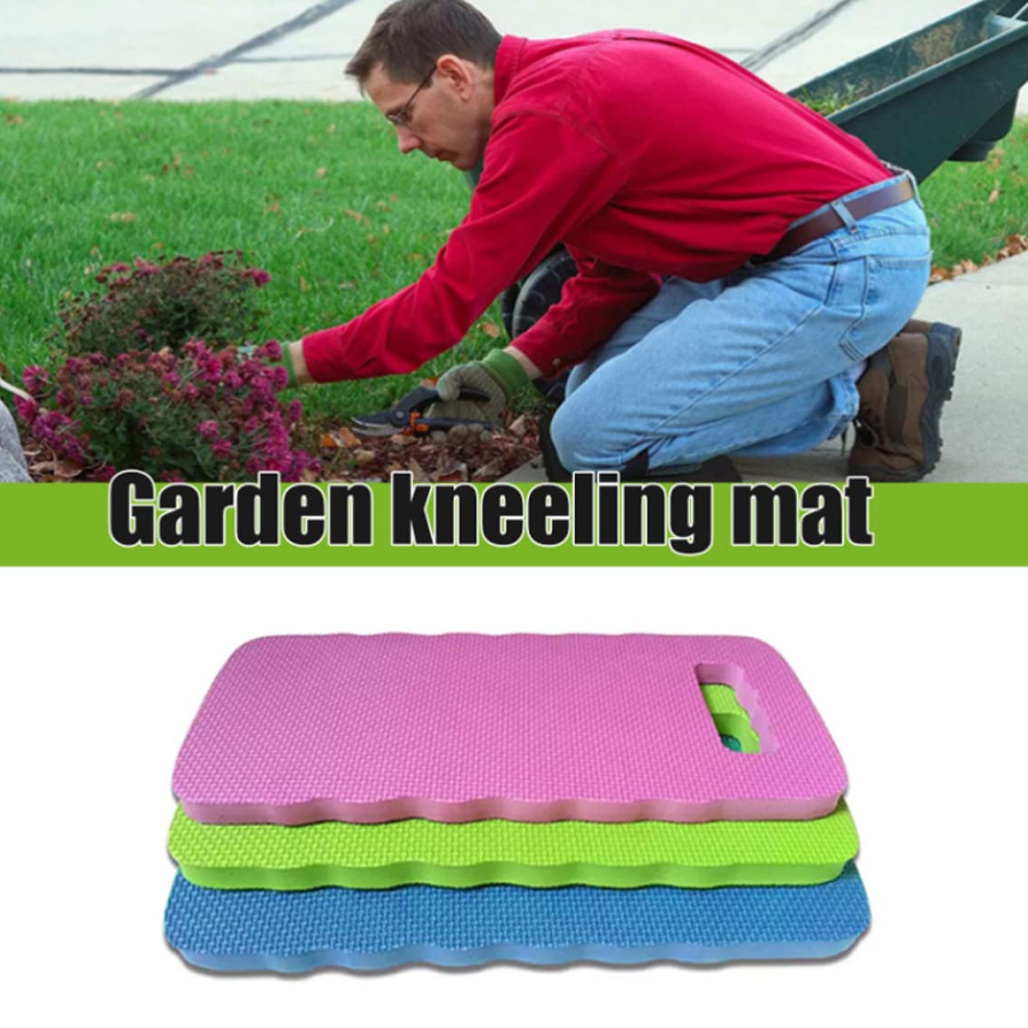 Eaarliyam Garden Kneeling Pad, 2PCS Waterproof Garden Knee Mat, 15.74x7.08x0.78inch Foam Knee Pads, Gardening Cleaning Praying Tool (Random Color)