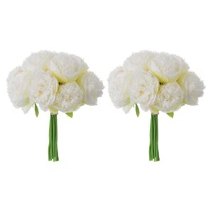 blosmon peonies artificial flowers wedding decoration 24 heads white silk peony with stem faux flower diy bouquets for wedding party home room table ceterpieces decor fake floral bulk arrangement