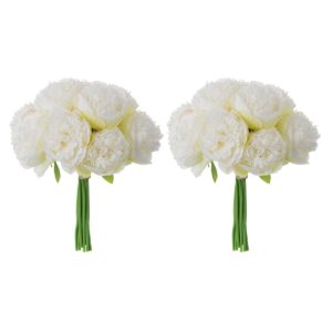 BLOSMON Peonies Artificial Flowers Wedding Decoration 24 Heads White Silk Peony with Stem Faux Flower DIY Bouquets for Wedding Party Home Room Table Ceterpieces Decor Fake Floral Bulk Arrangement