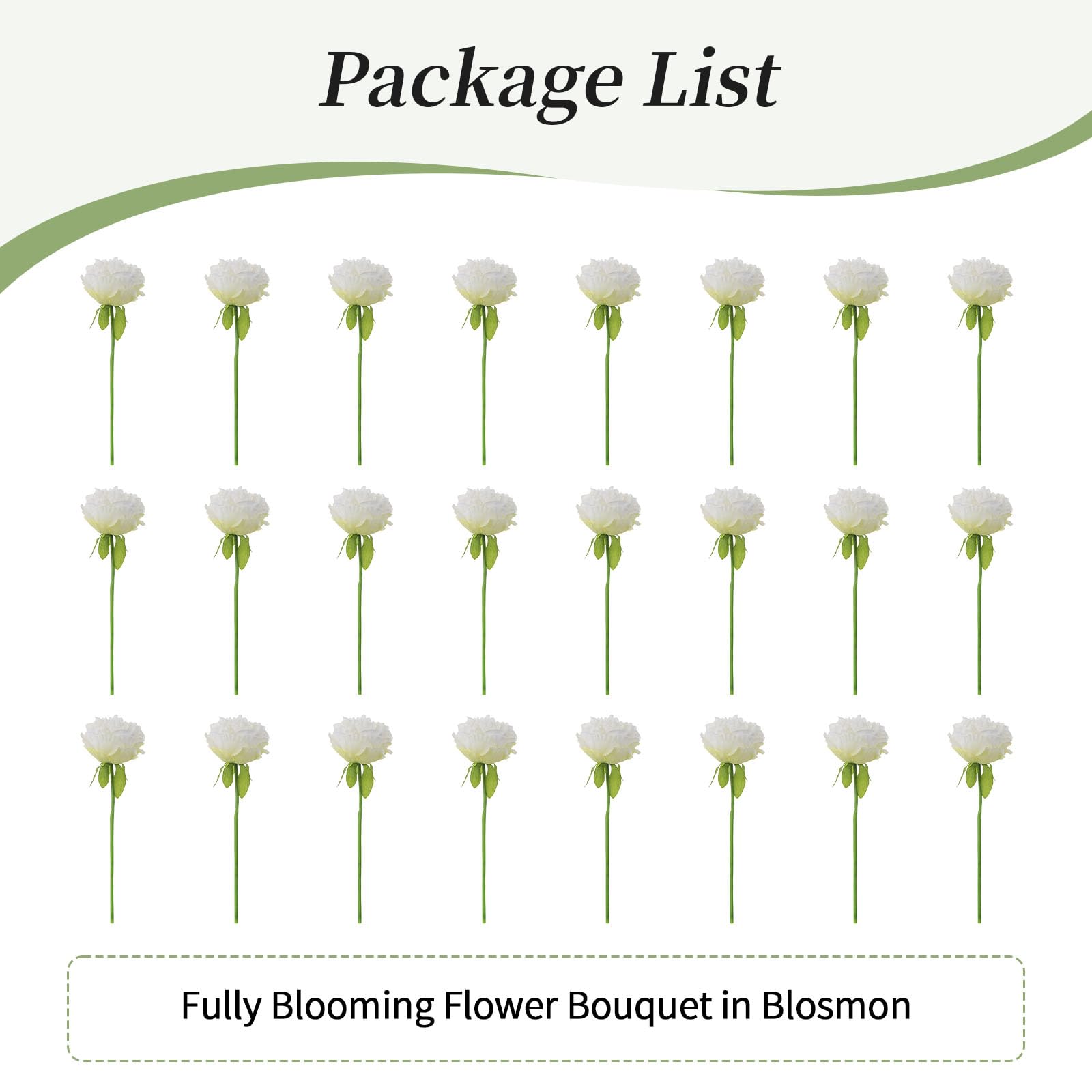 BLOSMON Peonies Artificial Flowers Wedding Decoration 24 Heads White Silk Peony with Stem Faux Flower DIY Bouquets for Wedding Party Home Room Table Ceterpieces Decor Fake Floral Bulk Arrangement