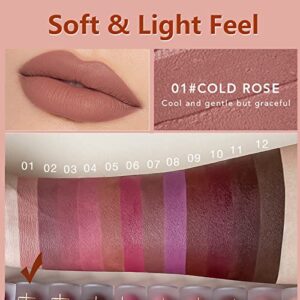 Rosarden Nude Lipstick, Lipstick, Matte Lipstick Long Lasting Lipstick, Liquid Lipstick Long Wear Moisturizing Lipstick, Smudge Proof Matte Nude Lip Gloss, Neutral Light Brown Lipstick for Girls ,Young and Older Women