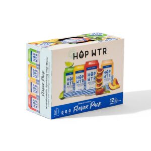 hop wtr sparkling hop water, variety pack 12 pack, sugar free, low carb non alcoholic drinks, na beer, adaptogen drink, no calories, adaptogens & nootropics for added benefits, 12 oz cans
