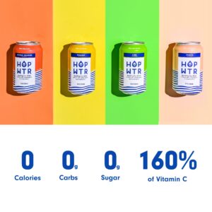 HOP WTR Sparkling Hop Water, Variety Pack 12 Pack, Sugar Free, Low Carb Non Alcoholic Drinks, NA Beer, Adaptogen Drink, No Calories, Adaptogens & Nootropics for Added Benefits, 12 oz Cans