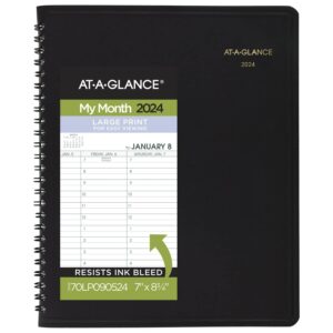 at-a-glance 2024 monthly planner, 7" x 8-3/4", medium, large print, black (70lp090524)