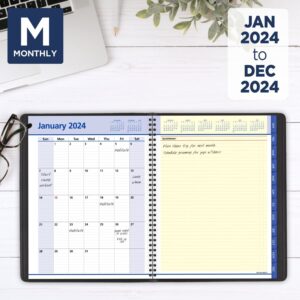 AT-A-GLANCE 2024 Weekly & Monthly Planner, QuickNotes, Quarter-Hourly Appointment Book, Monthly Tabs, 8-1/4" x 11", Large, Pockets, Black (769500524)