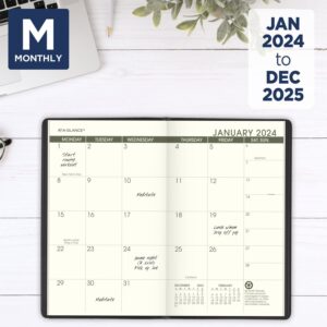 AT-A-GLANCE 2024-2025 Pocket Calendar, 2 Year Planner, 3-1/2" x 6", Pocket Size, Recycled, Black (70024G0524)