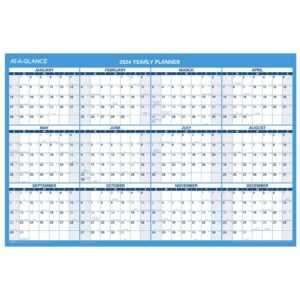 at-a-glance 2024 erasable calendar, dry erase wall planner, 36" x 24", large, horizontal, reversible for planning space" (pm2002824)