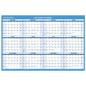 AT-A-GLANCE 2024 Erasable Calendar, Dry Erase Wall Planner, 36" x 24", Large, Horizontal, Reversible for Planning Space" (PM2002824)