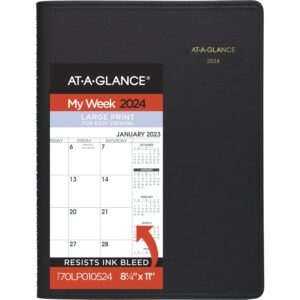 at-a-glance 2024 weekly appointment book planner, 8-1/4" x 11", large, large print, black (70lp010524)
