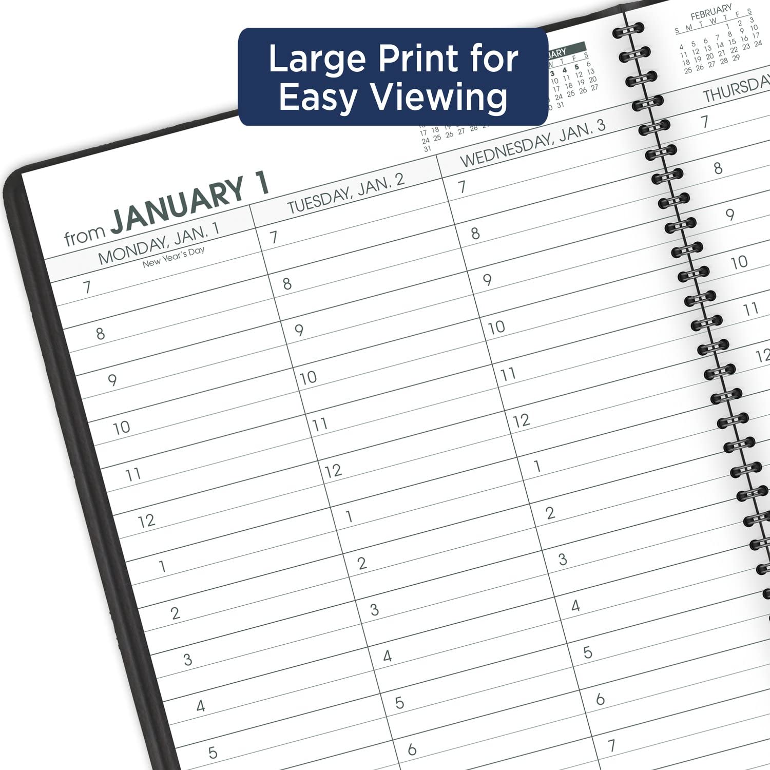 AT-A-GLANCE 2024 Weekly Appointment Book Planner, 8-1/4" x 11", Large, Large Print, Black (70LP010524)