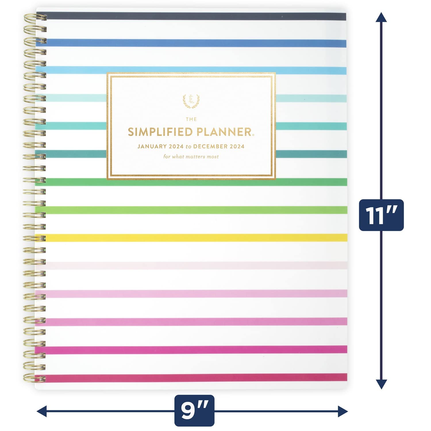 2024 Weekly & Monthly Planner Simplified by Emily Ley for AT-A-GLANCE, 8-1/2" x 11", Large, Happy Stripe (EL16-905-24)