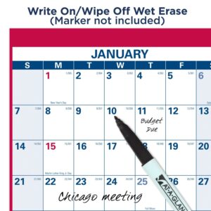 AT-A-GLANCE 2024 Erasable Calendar, Dry Erase Wall Planner, 12" x 16", Small, Vertical/Horizontal, Reversible, Compact (PM330B2824)