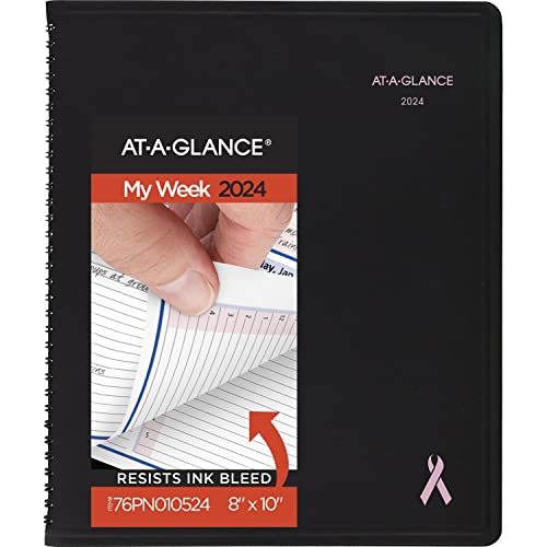 AT-A-GLANCE 2024 Weekly & Monthly Appointment Book Planner, 8" x 10", Large, QuickNotes, City of Hope, Black (76PN010524)