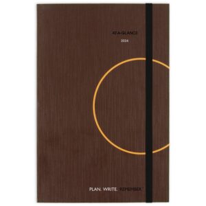 at-a-glance 2024 daily planning notebook, plan. write. remember. 5" x 8-1/4", small, casebound, brown(7062013024)