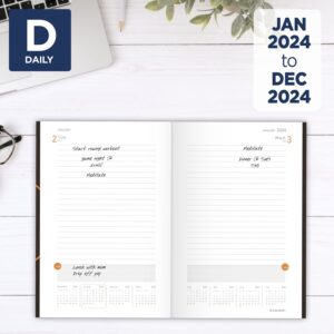 AT-A-GLANCE 2024 Daily Planning Notebook, Plan. Write. Remember. 5" x 8-1/4", small, Casebound, Brown(7062013024)
