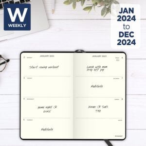 AT-A-GLANCE 2024 Weekly & Monthly Appointment Book Planner, Plan. Write. Remember. 5" x 8-1/4", Small, Casebound, Black (706D100524)