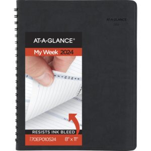 at-a-glance 2024 weekly appointment book planner, 8" x 11", large, the action planner, black (70ep010524)