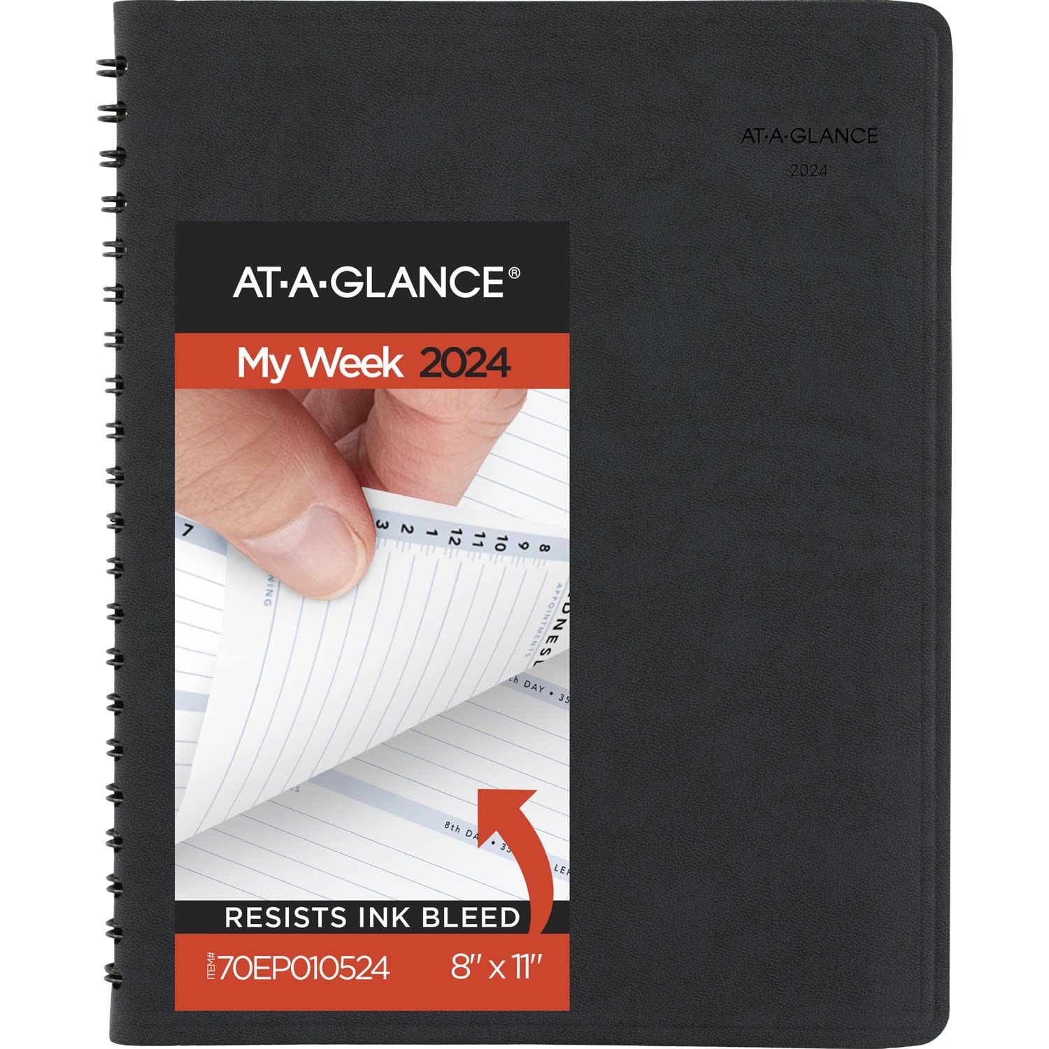 AT-A-GLANCE 2024 Weekly Appointment Book Planner, 8" x 11", Large, The Action Planner, Black (70EP010524)