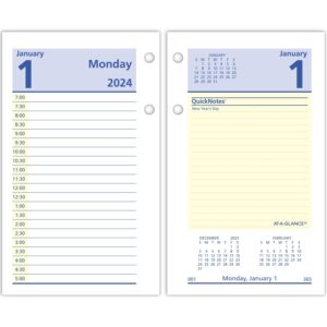 AT-A-GLANCE 2024 Daily Desk Calendar Refill, 3-1/2" x 6", Standard, Loose-Leaf, QuickNotes (E5175024)