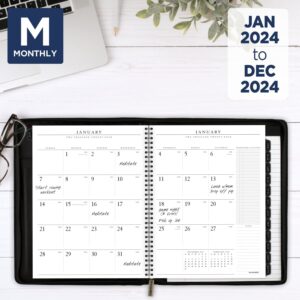 AT-A-GLANCE 2024 Weekly & Monthly Appointment Book, 8 1/4" x 11", Large, with Zipper, Executive, Black (70NX810524)