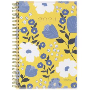 mead 2024 weekly & monthly planner, 5-1/2" x 8-1/2", small, 15-month customizable, caprice, floral, yellow (1319a-201-24)