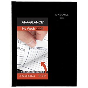 at-a-glance 2024 weekly planner, dayminder, quarter-hourly appointment book, 8" x 11", large, hardcover, monthly tabs, black (g520h0024)