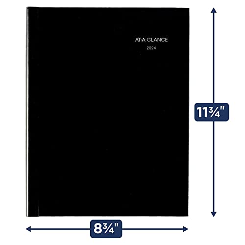 AT-A-GLANCE 2024 Weekly Planner, DayMinder, Quarter-Hourly Appointment Book, 8" x 11", Large, Hardcover, Monthly Tabs, Black (G520H0024)