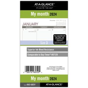 at-a-glance 2024 monthly planner refill, 3-3/4" x 6-3/4", portable size, loose-leaf (063-685y)
