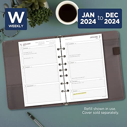 AT-A-GLANCE 2024 Weekly Planner Refill, 5-1/2" x 8-1/2", Desk Size, Loose-Leaf (061-285Y-24)