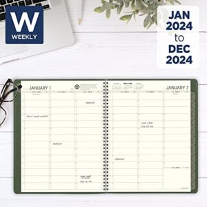 AT-A-GLANCE 2024 Weekly & Monthly Planner, Quarter-Hourly Appointment Book, 8-1/4" x 11", Large, Recycled, Monthly Tabs, Green (70950G6024)