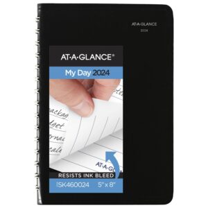 at-a-glance 2024 daily planner, dayminder, open scheduling, 5" x 8", small, black (sk460024)