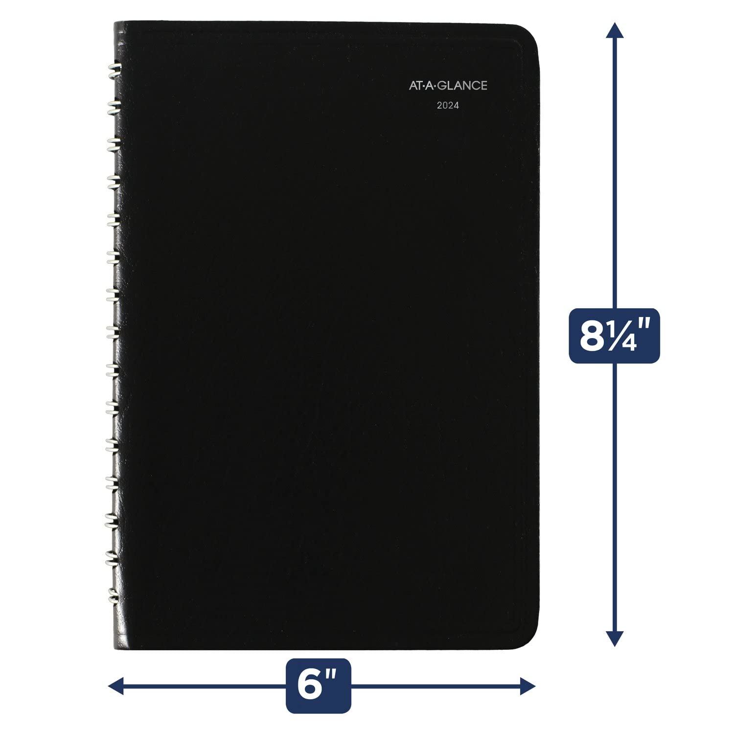 AT-A-GLANCE 2024 Daily Planner, DayMinder, Open Scheduling, 5" x 8", Small, Black (SK460024)