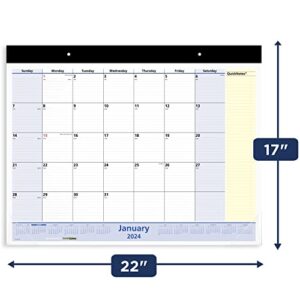 AT-A-GLANCE 2024 Desk Calendar, Monthly Desk Pad, 22" x 17", Standard, QuickNotes (SK7000024)