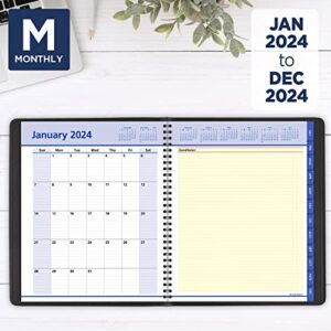 AT-A-GLANCE 2024 Weekly & Monthly Planner, QuickNotes, Open Scheduling, Monthly Tabs, 8" x 10", Large, Pockets, Black (76010524)