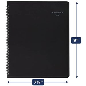 AT-A-GLANCE 2024 Monthly Planner, 7" x 8-3/4", Medium, QuickNotes, Black (76080524)